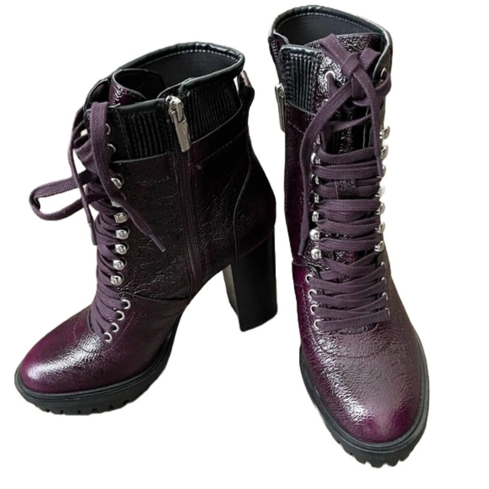 Vince Camuto NEW Deep Plum Colored Platform Ermania Combat Boots - Picture 4 of 14
